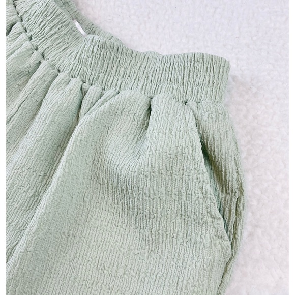 THER STUDIO • Mint Green Textured High-Waisted Mini Shorts - Picture 6 of 8